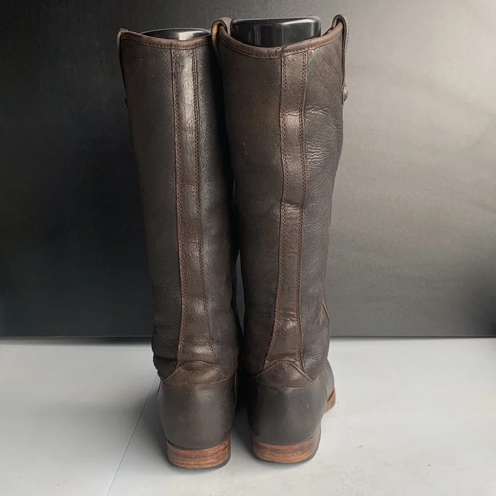 Frye Melissa Button Tall Riding Boots Women’s Size 6 Brown Leather Shearling‎